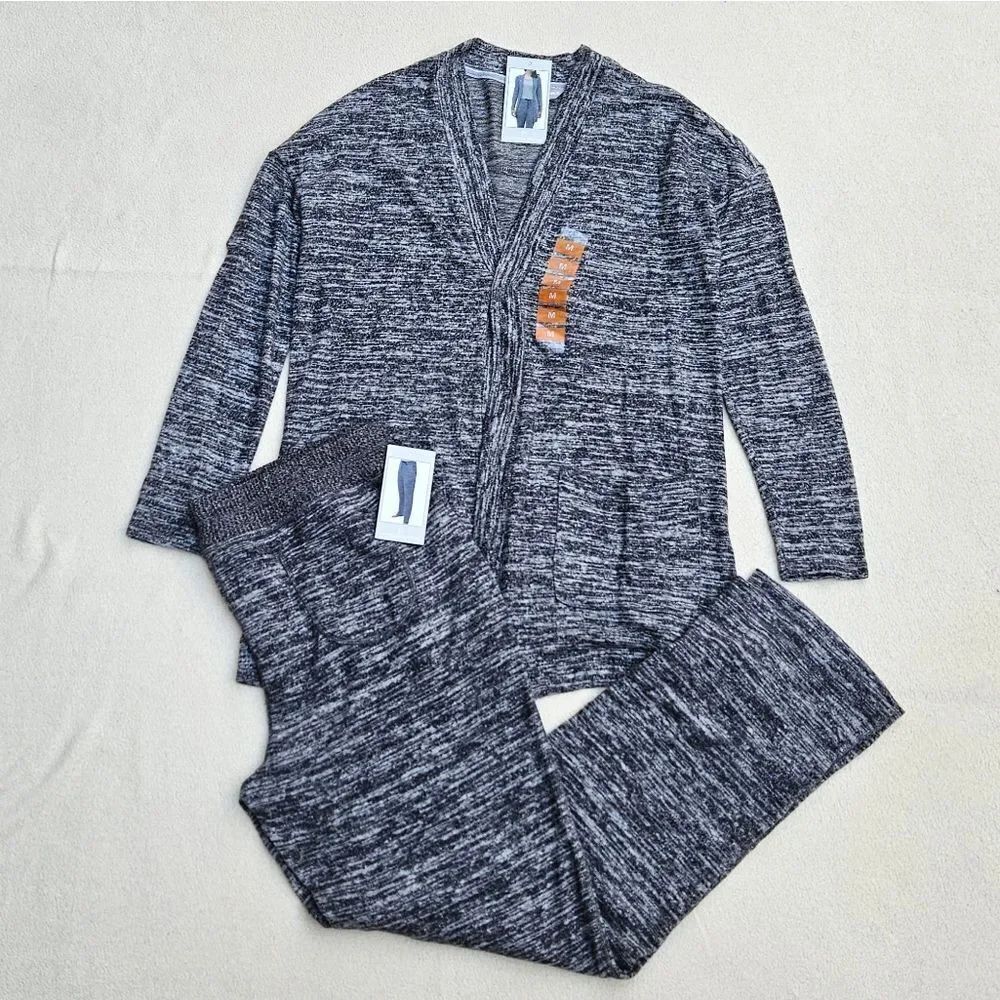Harmony Balance Gray Knit Cardigan and Pants Set